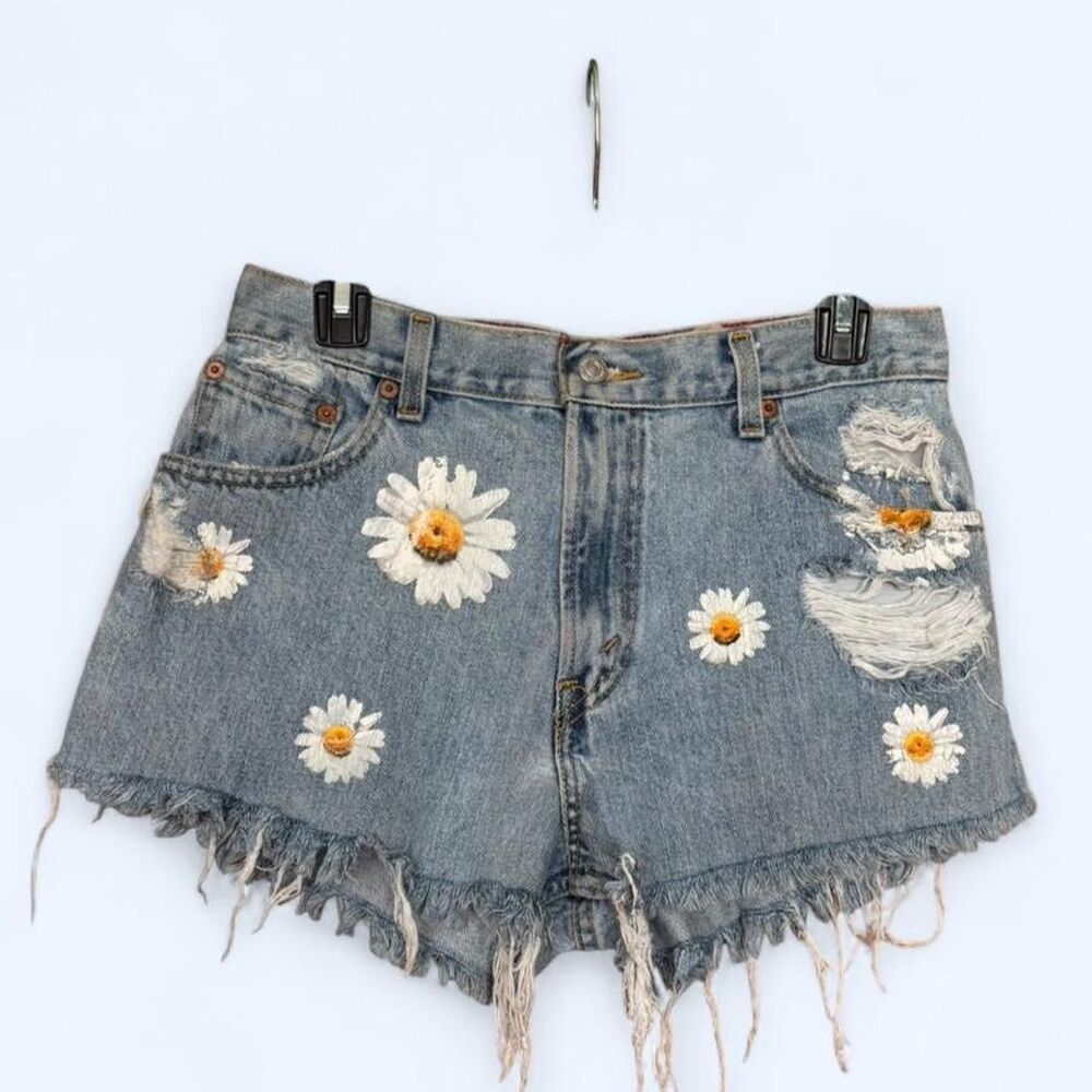 Furst of a Kind Upcycled Levi's Daisy Duke Denim Shorts Sz 10